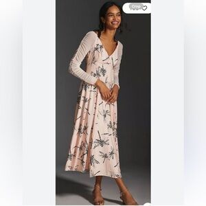 Anthropologie Dragonfly Midi Dress Pink